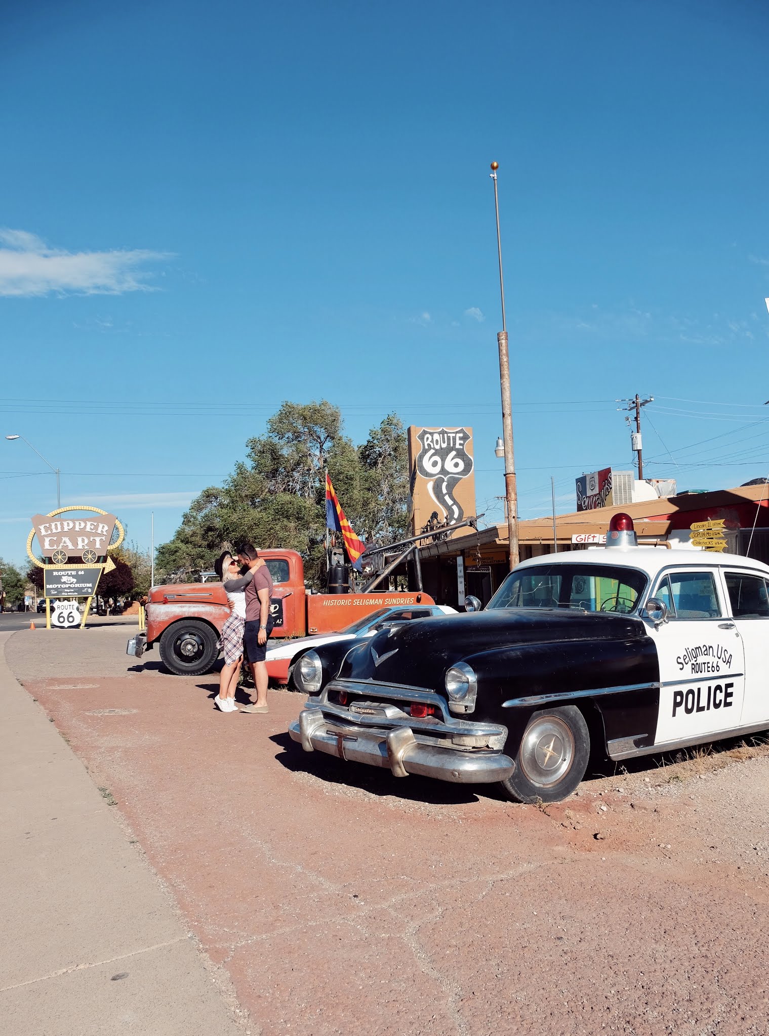 Driving the Route 66 to Seligman, Arizona